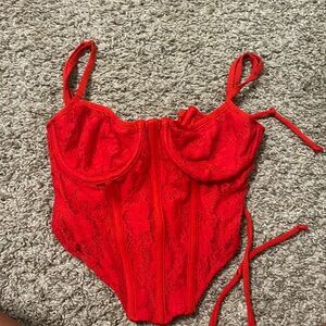 So cute red lace corset top